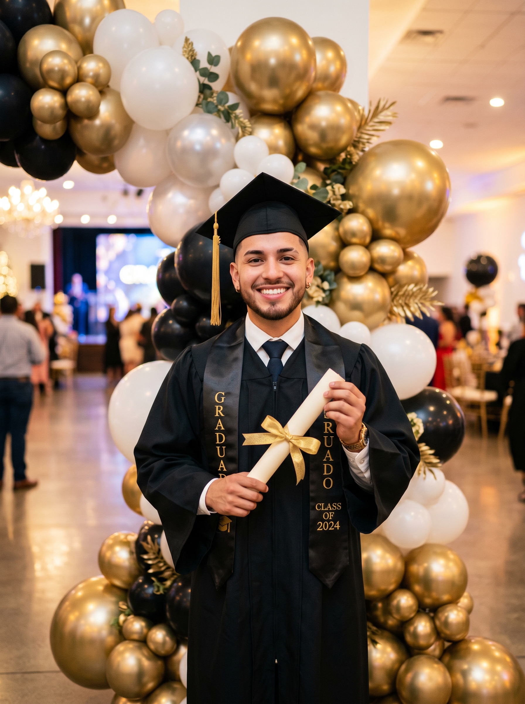 Decoración de evento, graduación, arreglos de globos